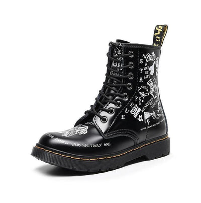 Men's Hard Leather Graffiti Boots