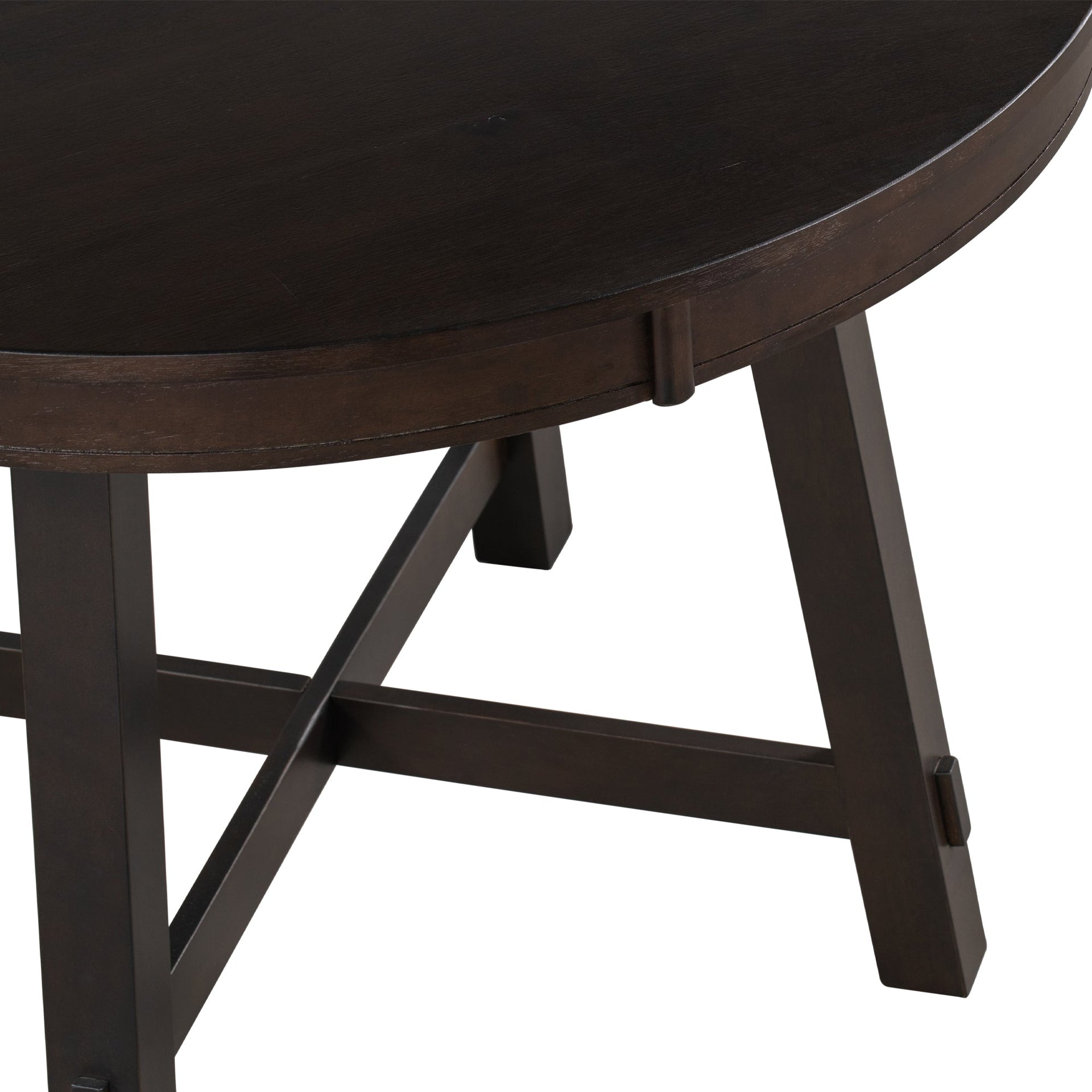 TREXM Farmhouse Round Extendable Dining Table with 16