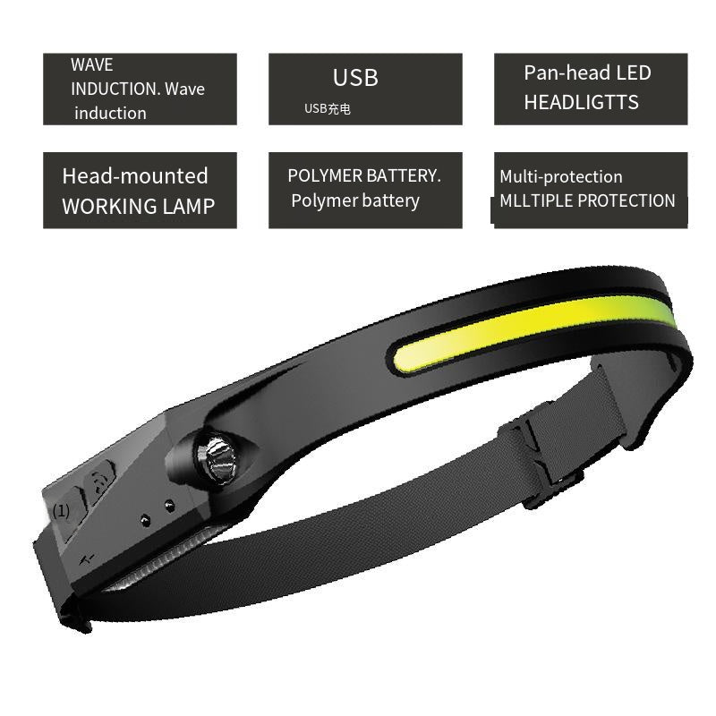 COB Headlamp Rechargeable with Motion Sensor for Adults - Camping Accessories Gear, Head Lamp LED for Adults - Camping Accessories Gear,