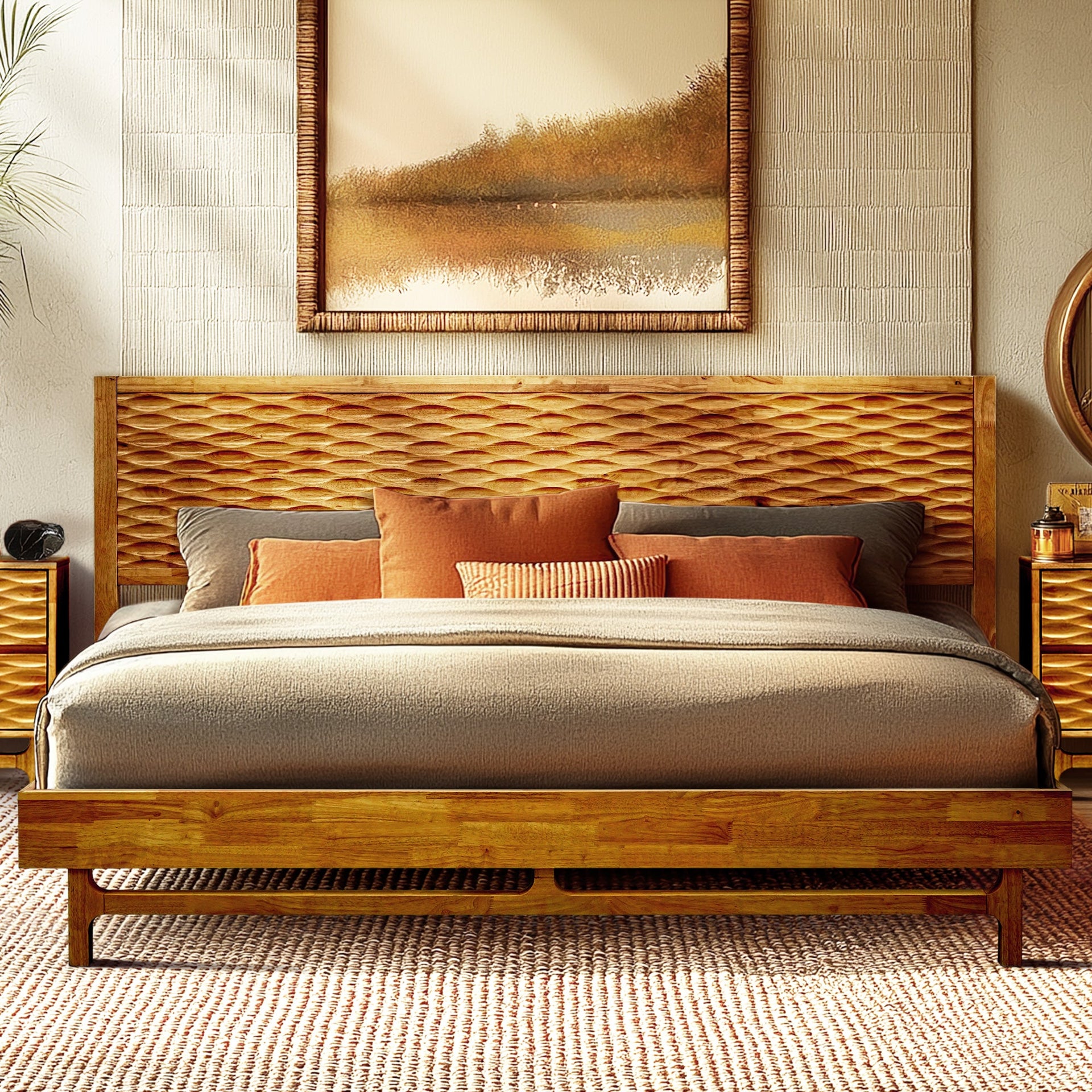 Acacia Elara Platform Bed Frame with Headboard