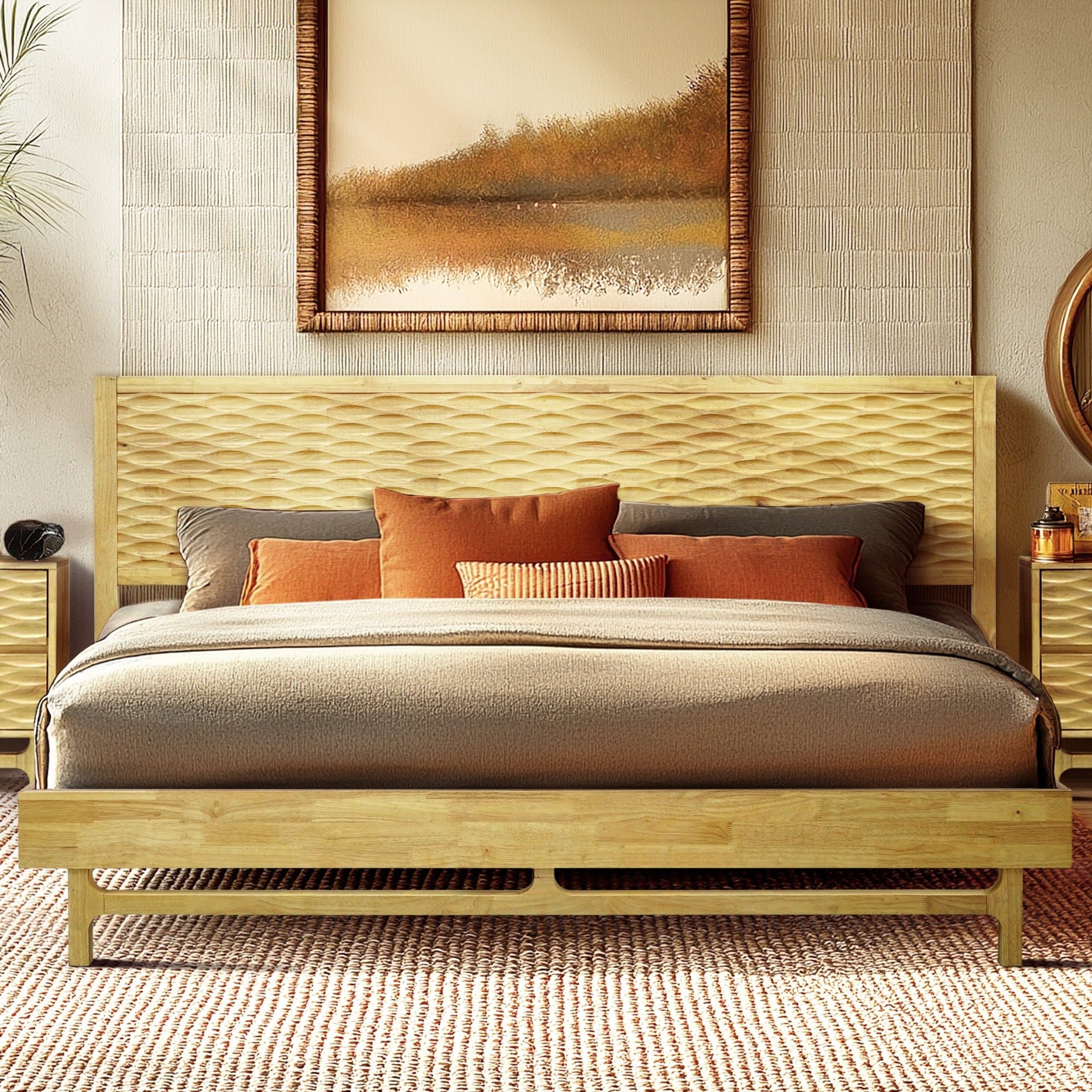 Acacia Elara Platform Bed Frame with Headboard