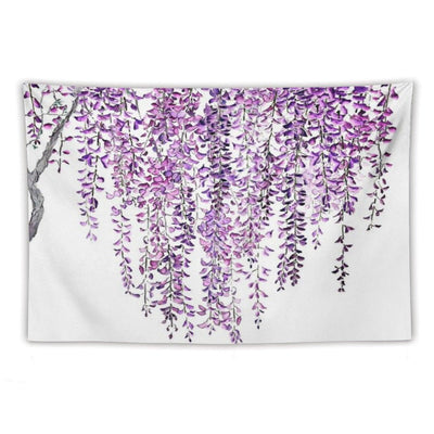 Hand Painted Purple Wisteria in Bloom Tapestry