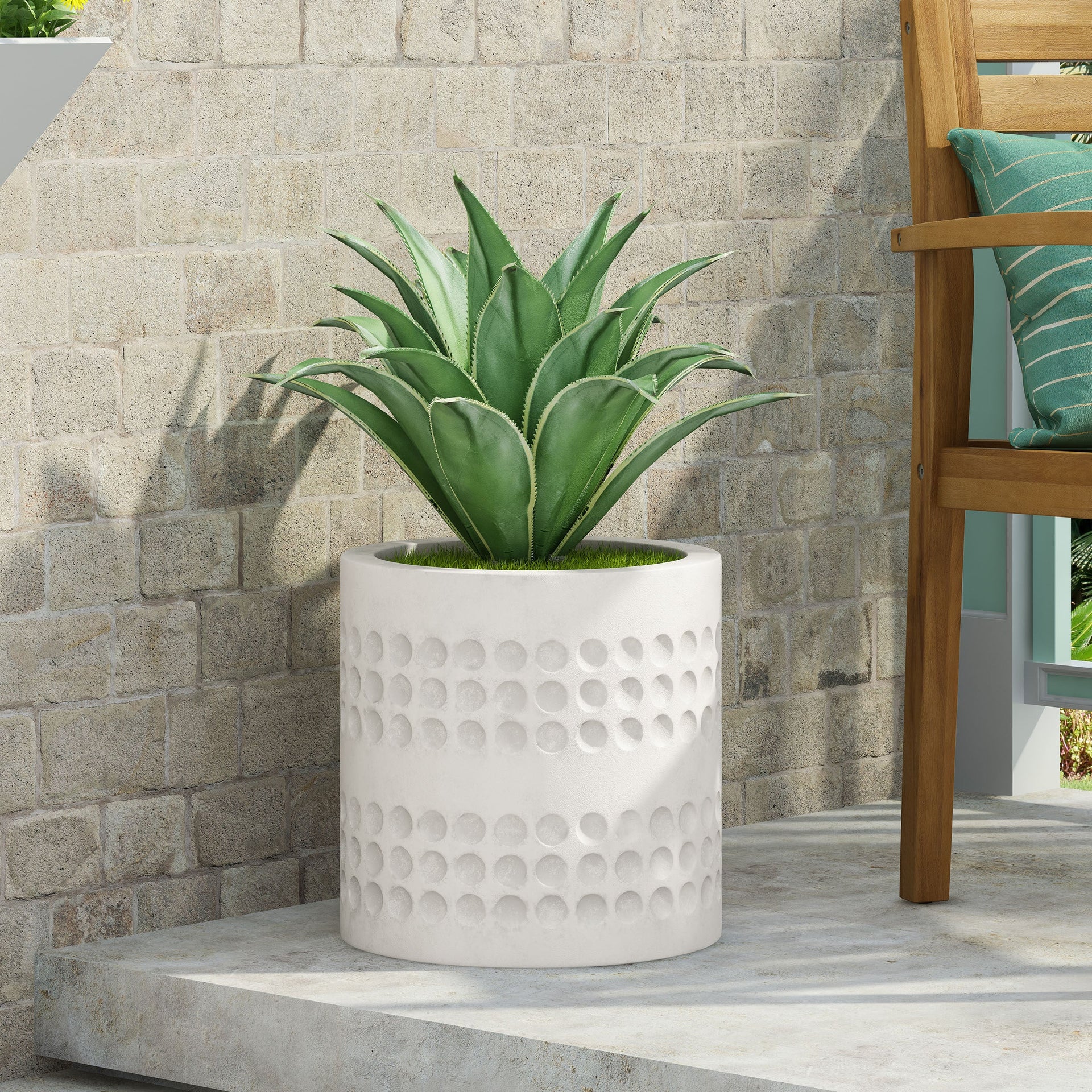 13-Inch cube Antique White MGO Planter