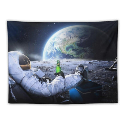 Astronaut on The Moon with Beer Tapestry