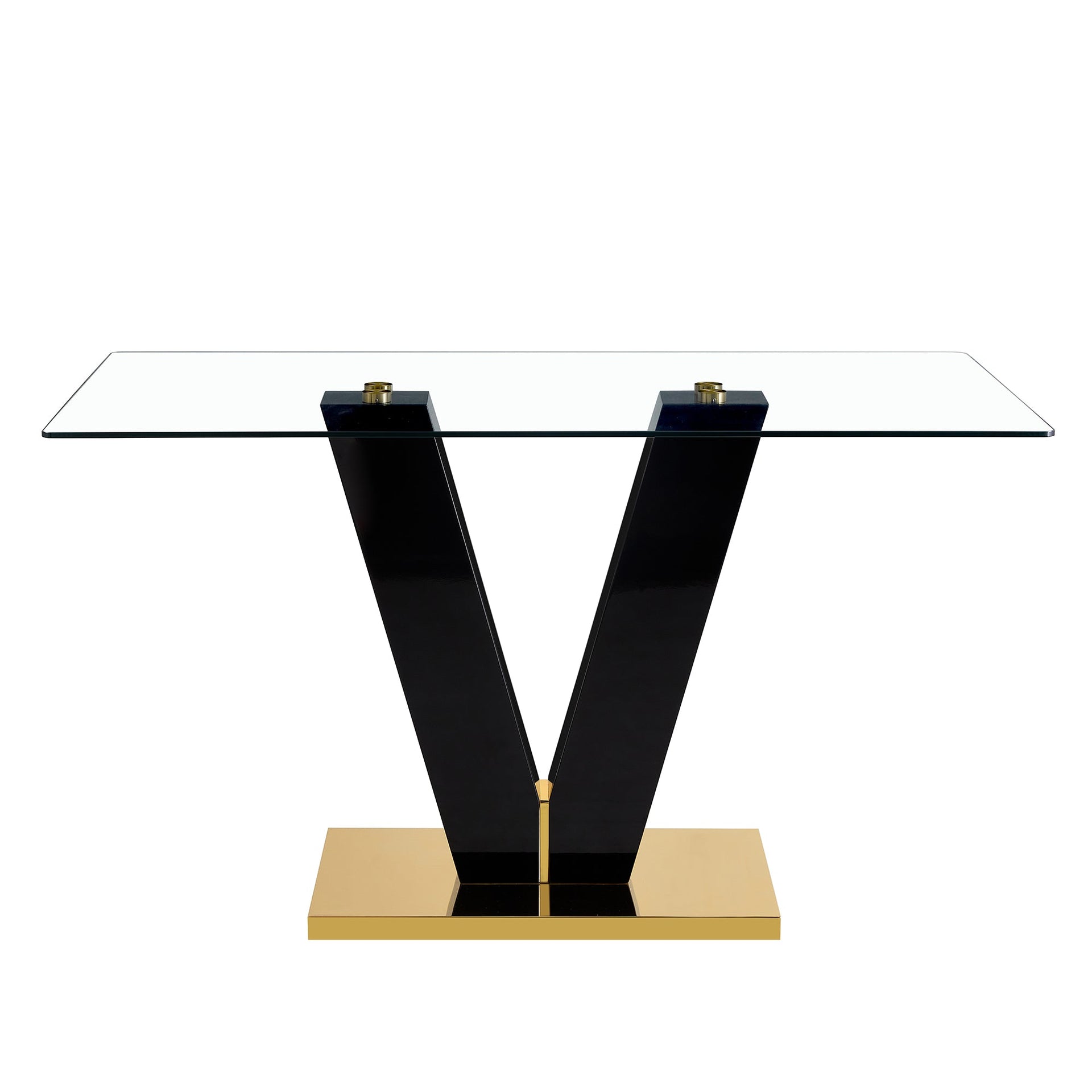 Large Modern Minimalist Rectangular Glass Dining Table for 6-8 with 0.4