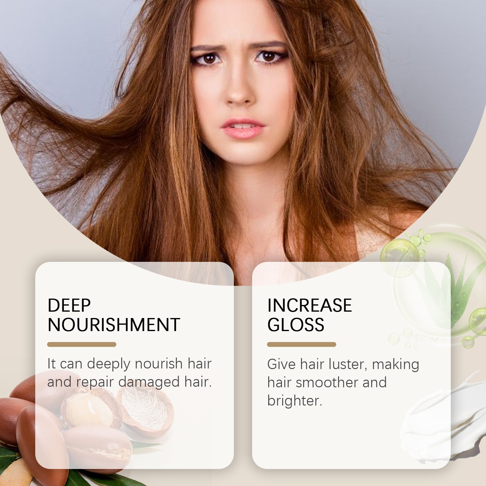 Smoothing Treatment Hair Mask, Moisturizing And Repairing Frizzy Split Hair, Fluffy, Smooth And Glossy Hair Mask