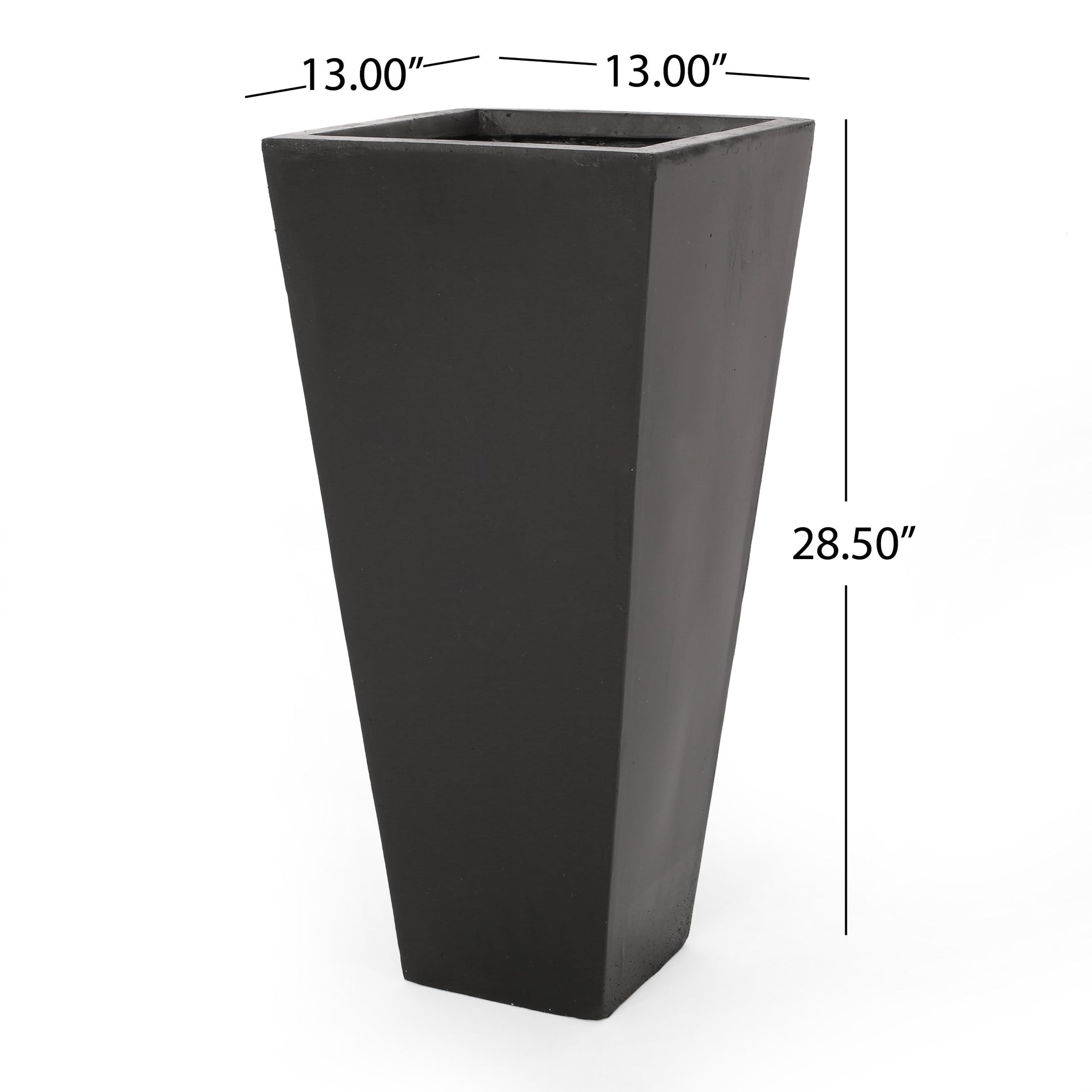 13' x 28.5 Outdoor Modern MGO Cast Stone Planter, Black