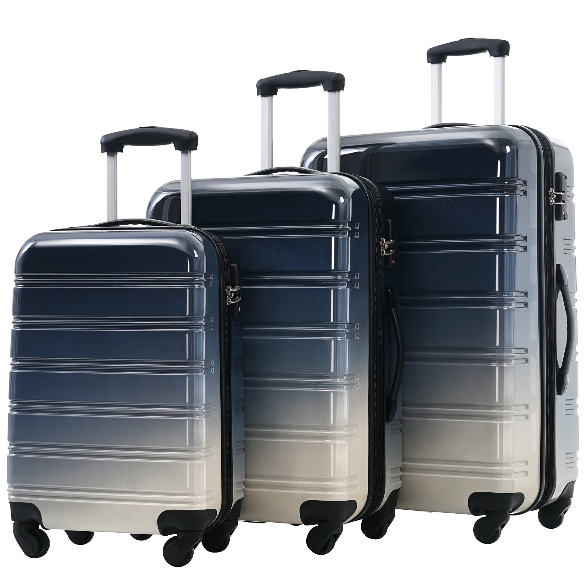 Hardshell Luggage Sets 3 Piece Gradient Color Expandable Suitcase with Spinner Wheels and TSA Lock Lightweight 20' 24' 28' Available,Gradient Black