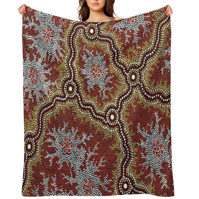 Authentic Aboriginal Art - Mountains Throw Blanket