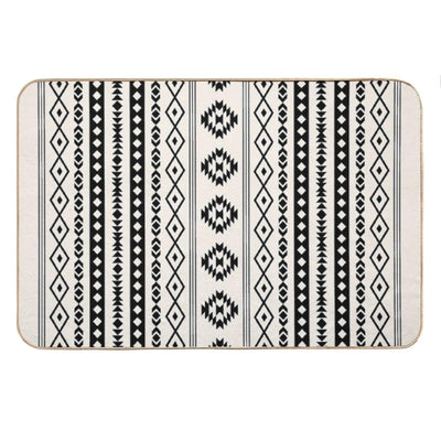 Aztec Black on Cream Mixed Motifs Pattern Bath Mat