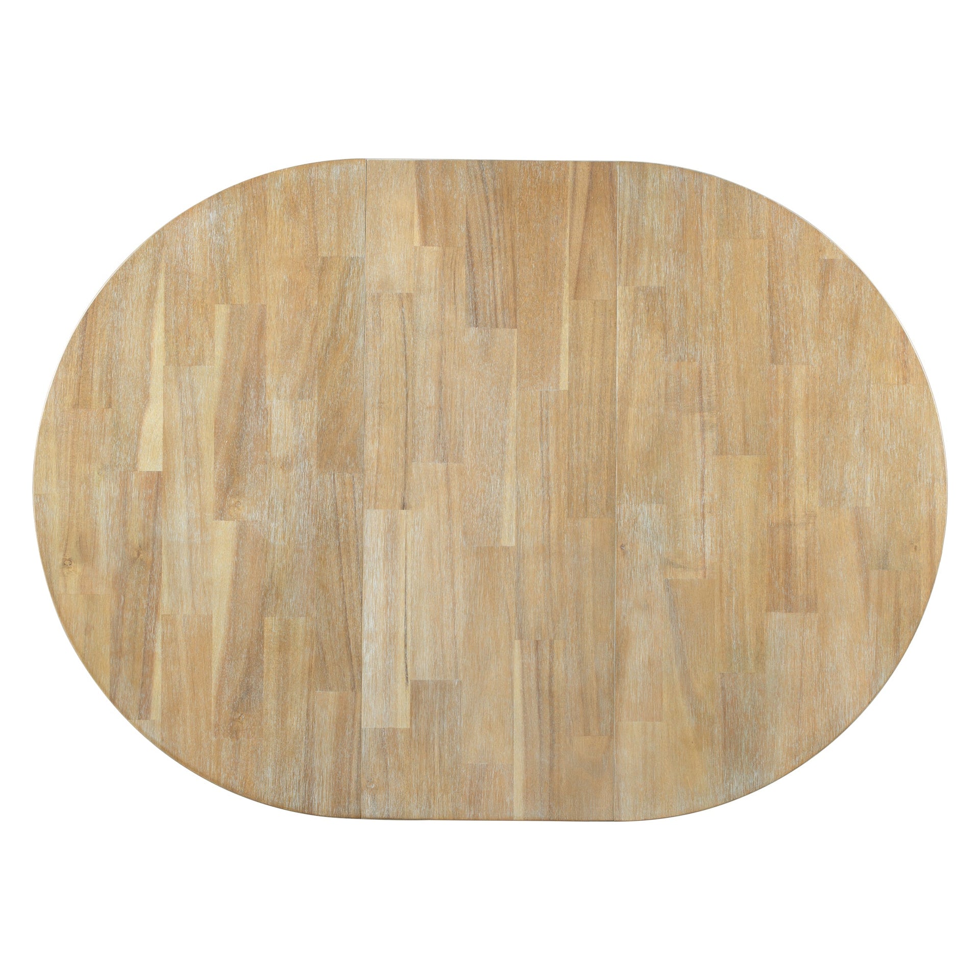 TREXM Farmhouse Round Extendable Dining Table with 16