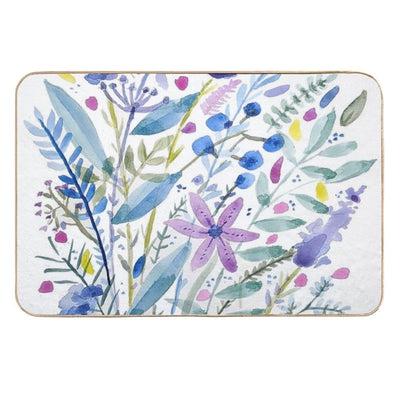 Flowers in Blue And Purple Easy To Clean Bath Mat