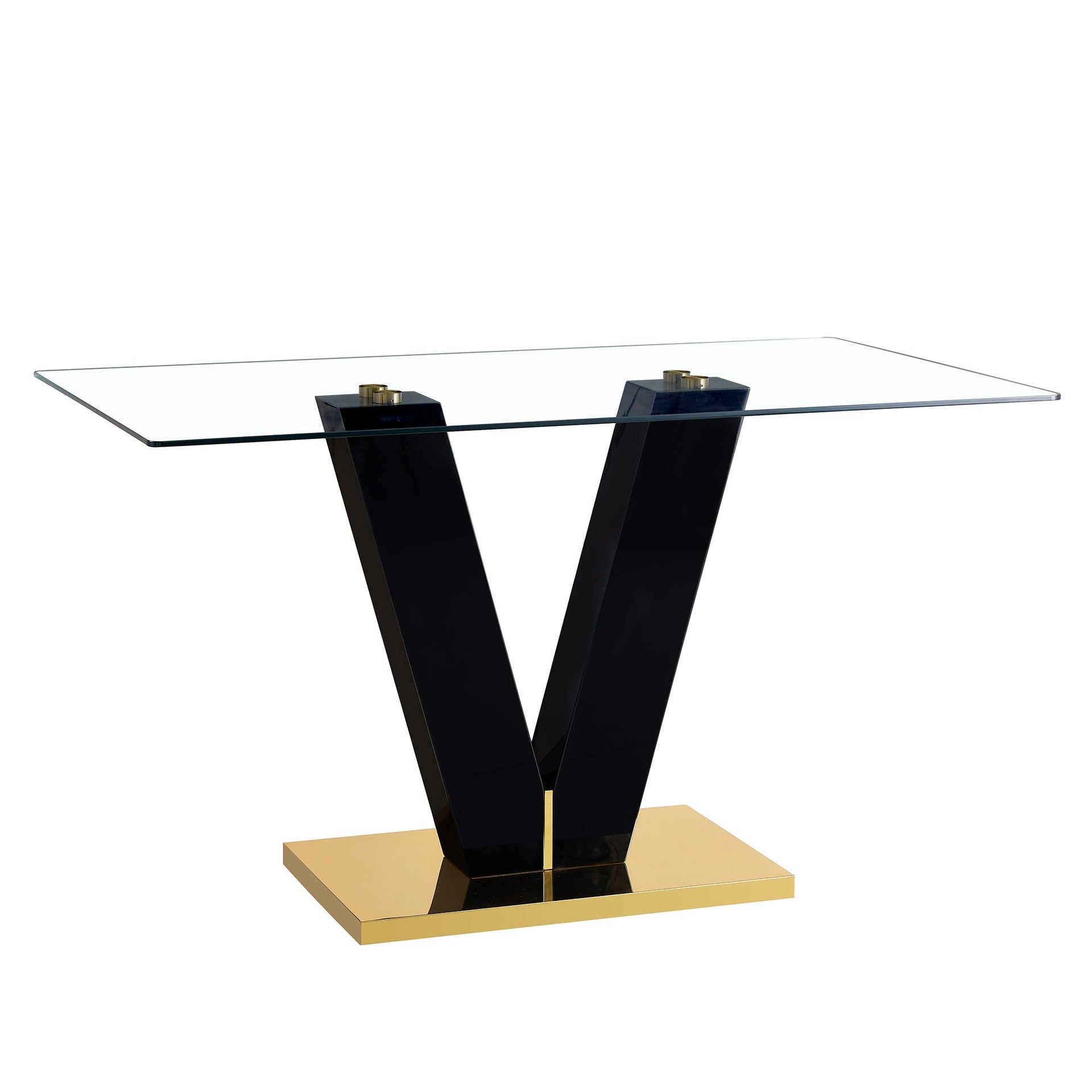 Large Modern Minimalist Rectangular Glass Dining Table for 6-8 with 0.4
