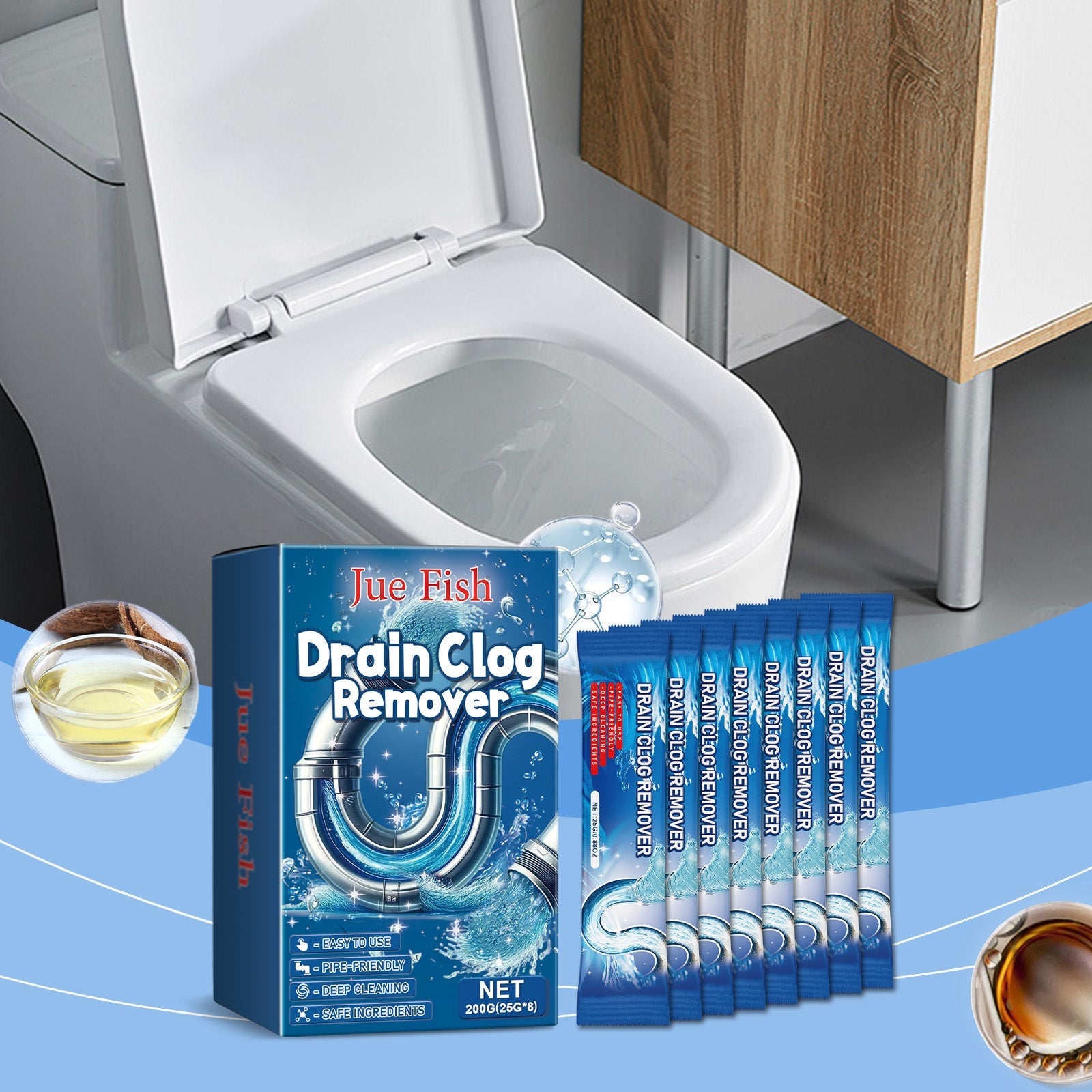 Pipe Dredging Cleaning Powder Clean Dissolves Drain Pipe Powder Oil, Clogs And Deodorizes