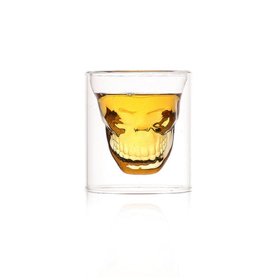 Double layered skull glass, creative bar glass, transparent insulated water glass, skull glass, beer glass, imprisoning pirates