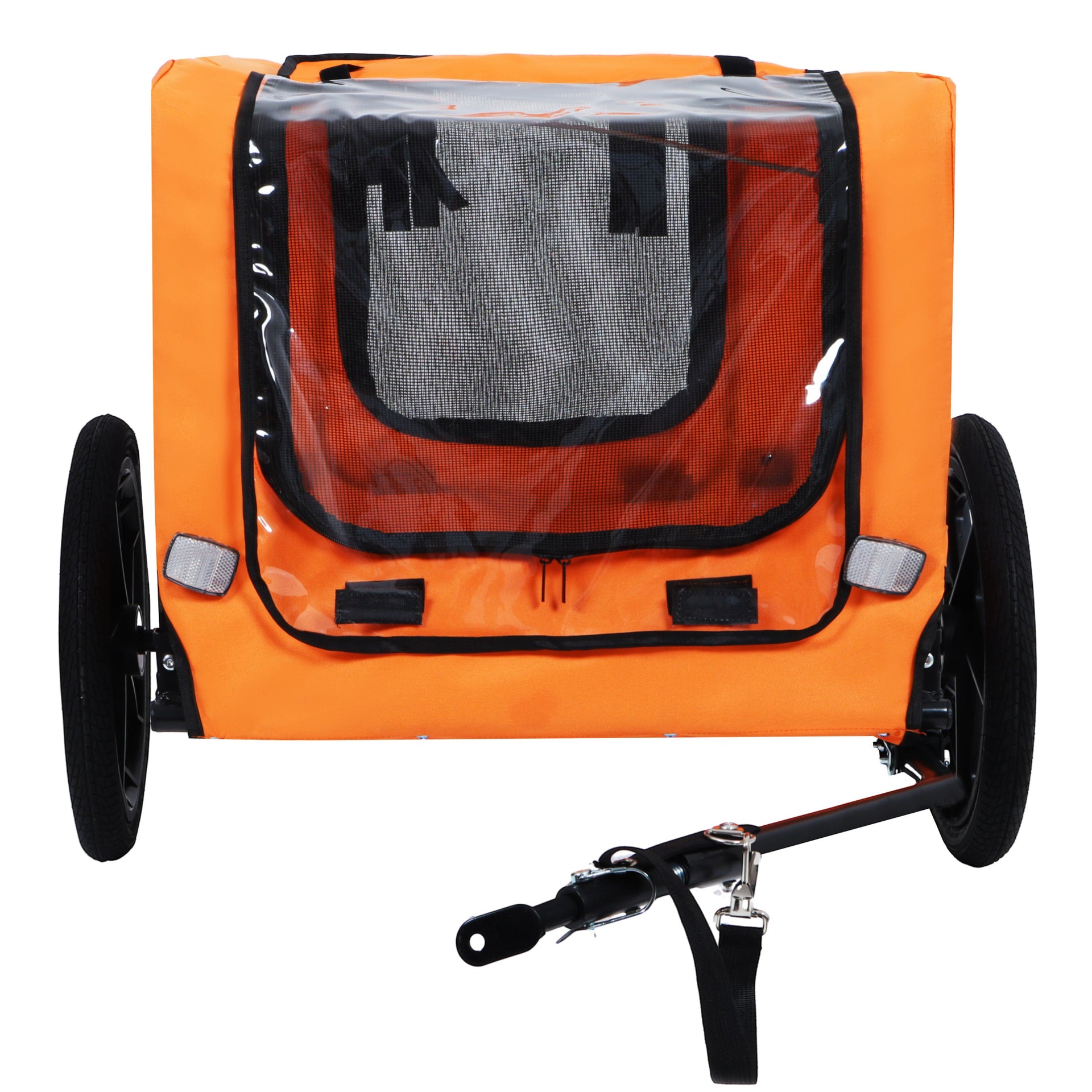 Outdoor Heavy Duty Collapsible Pet Bike Trailer with 16-Inch All-Terrain Wheels & Universal Hitch – Foldable Dog/Cargo Carrier Cart for Bicycles, orange