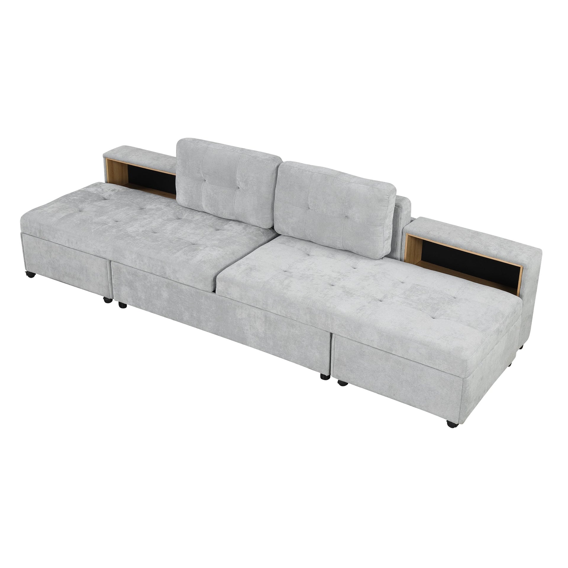 121.2' Versatile Sofa Bed Modular Sofa Free-combined Sofa with Two Storage Racks, Gray