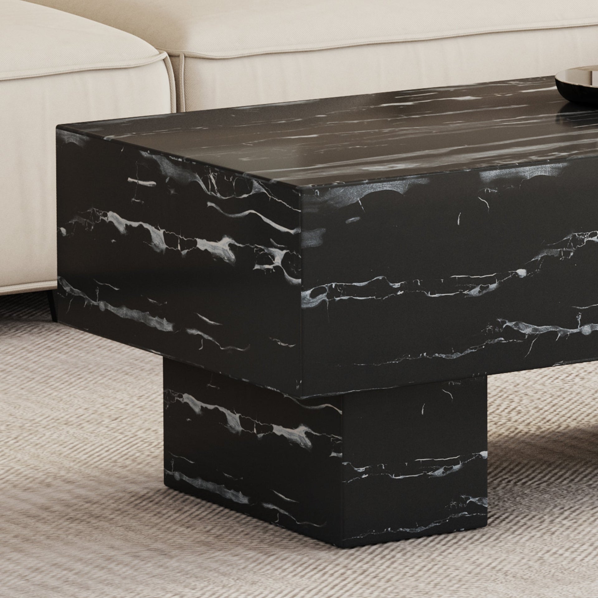 The black coffee table has patterns Modern rectangular table suitable for living rooms and apartments 43.3
