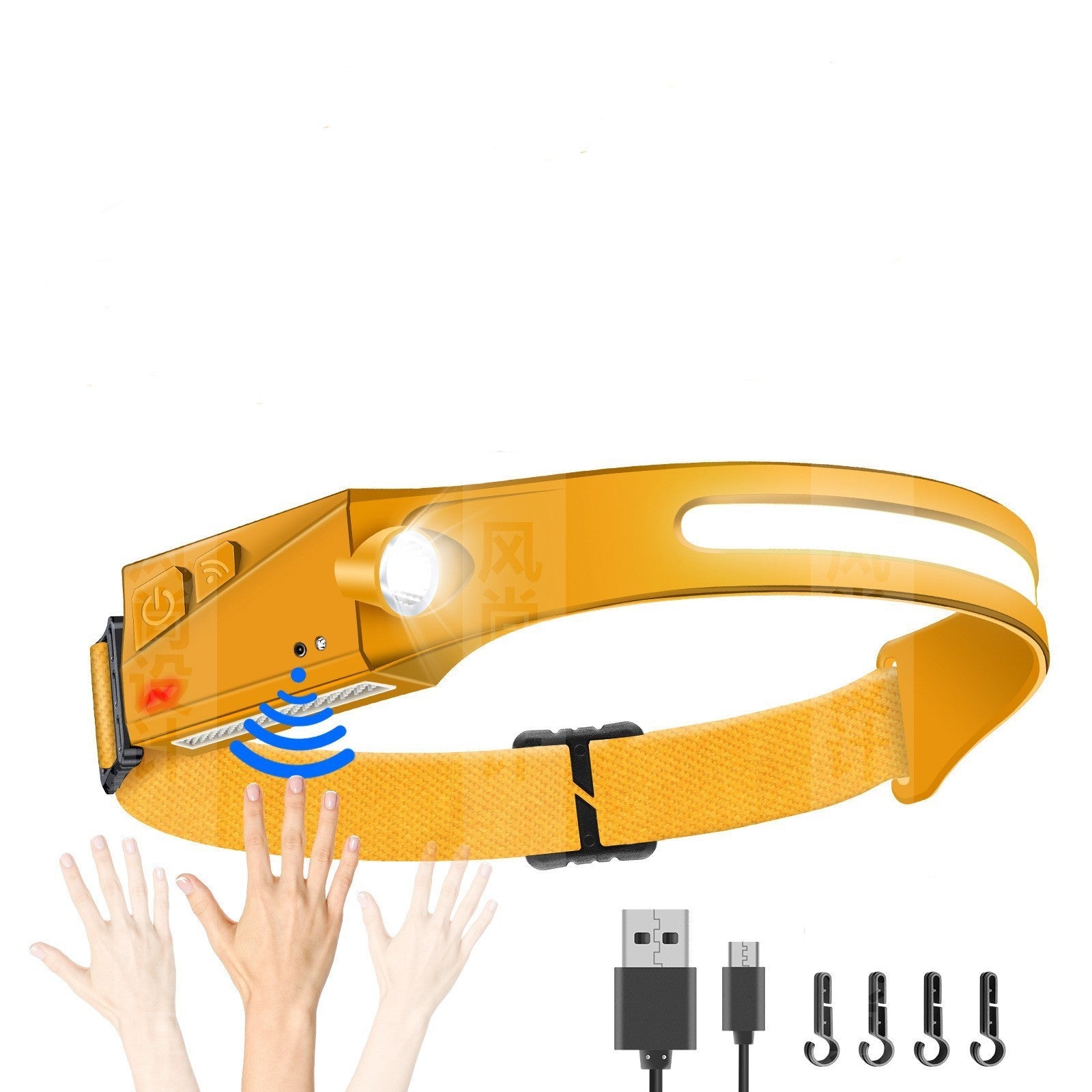 COB Headlamp Rechargeable with Motion Sensor for Adults - Camping Accessories Gear, Head Lamp LED for Adults - Camping Accessories Gear,