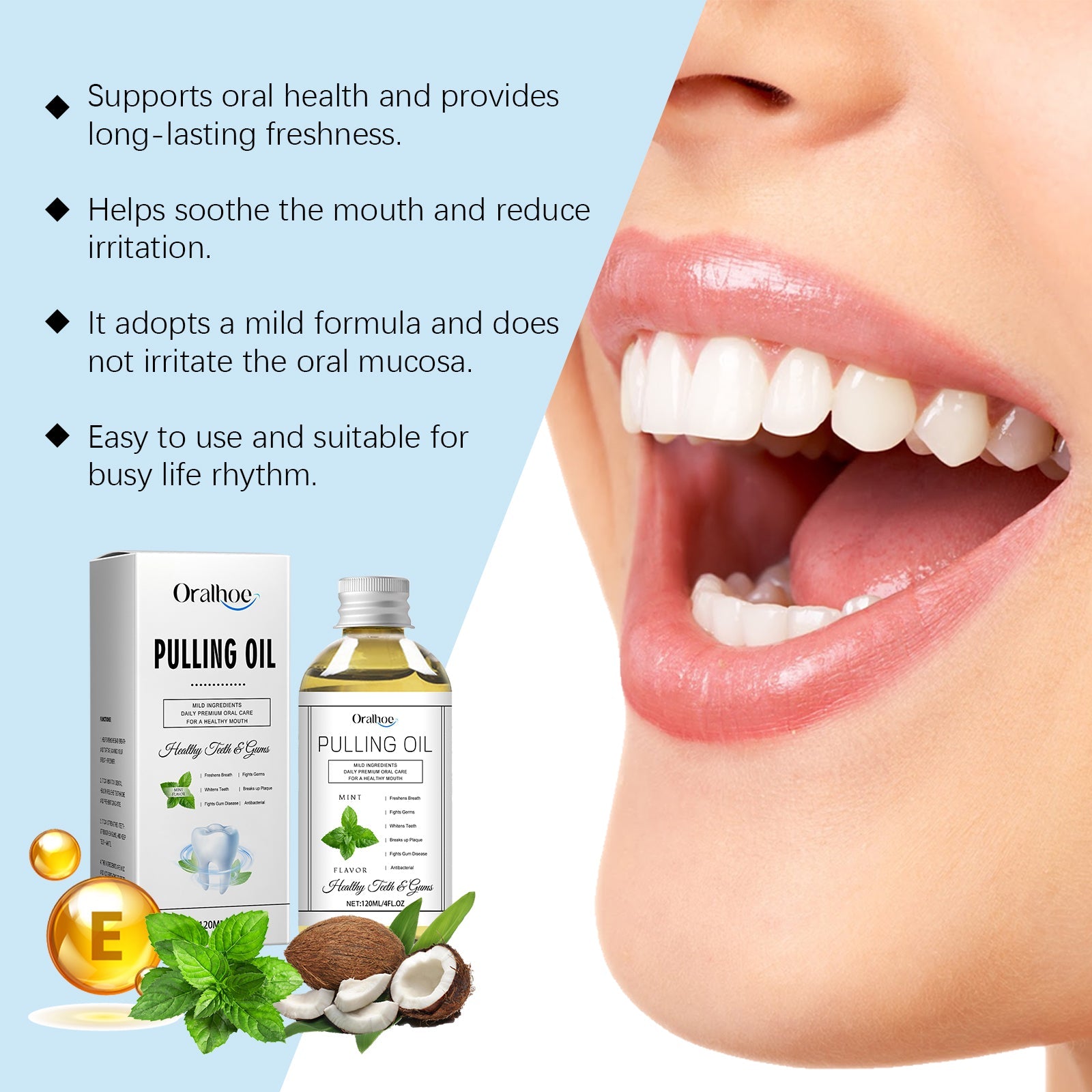 Mouth Coconut Mouthwash Fresh Breath Clean Odor Stains Stains And Beautiful Teeth Mouthwash