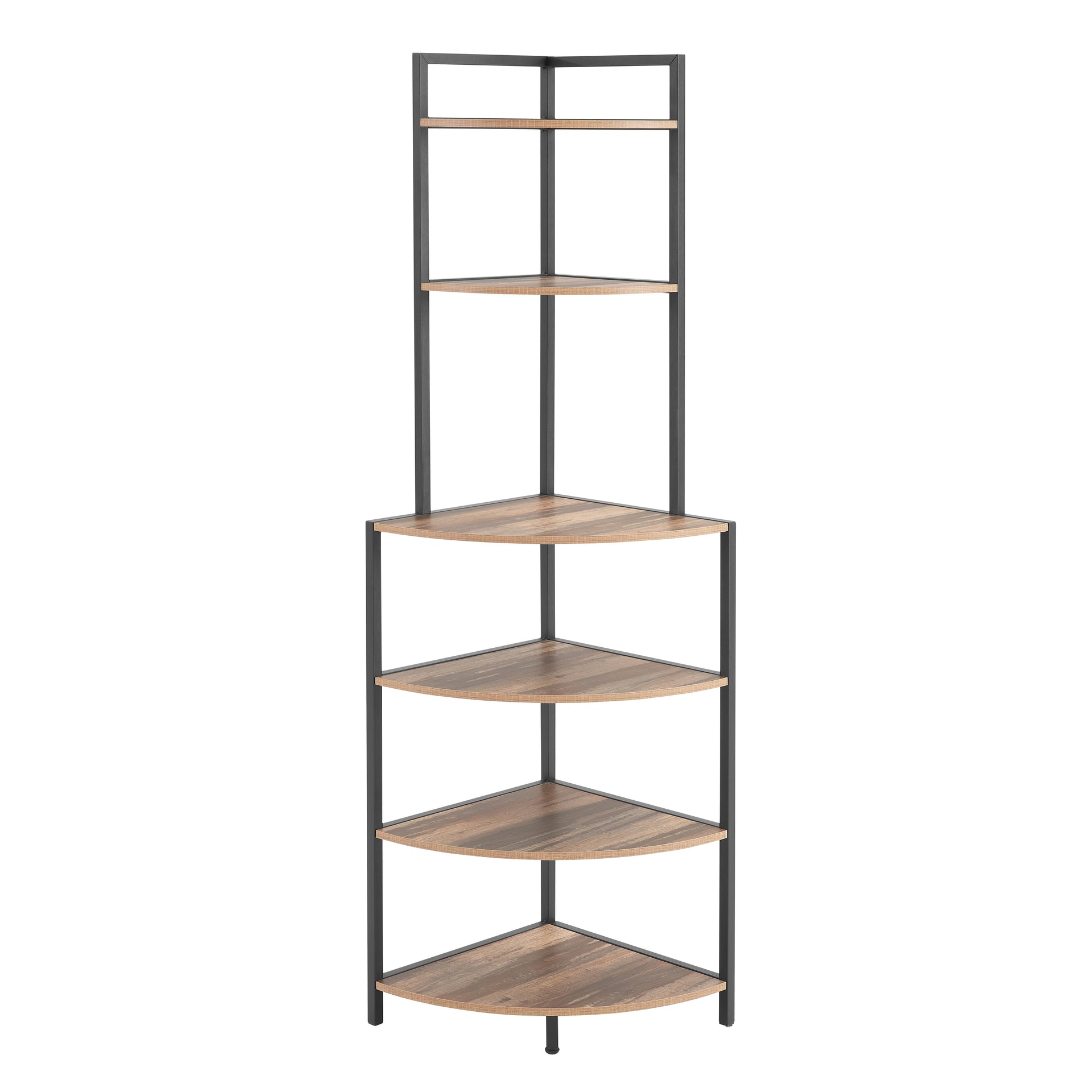 6-story corner open bookshelf modern bookshelf wooden frame independent bookshelf unit, country brown