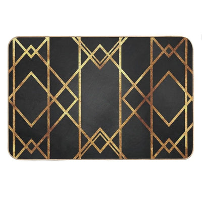 Black Gold Geometric Bath Mat