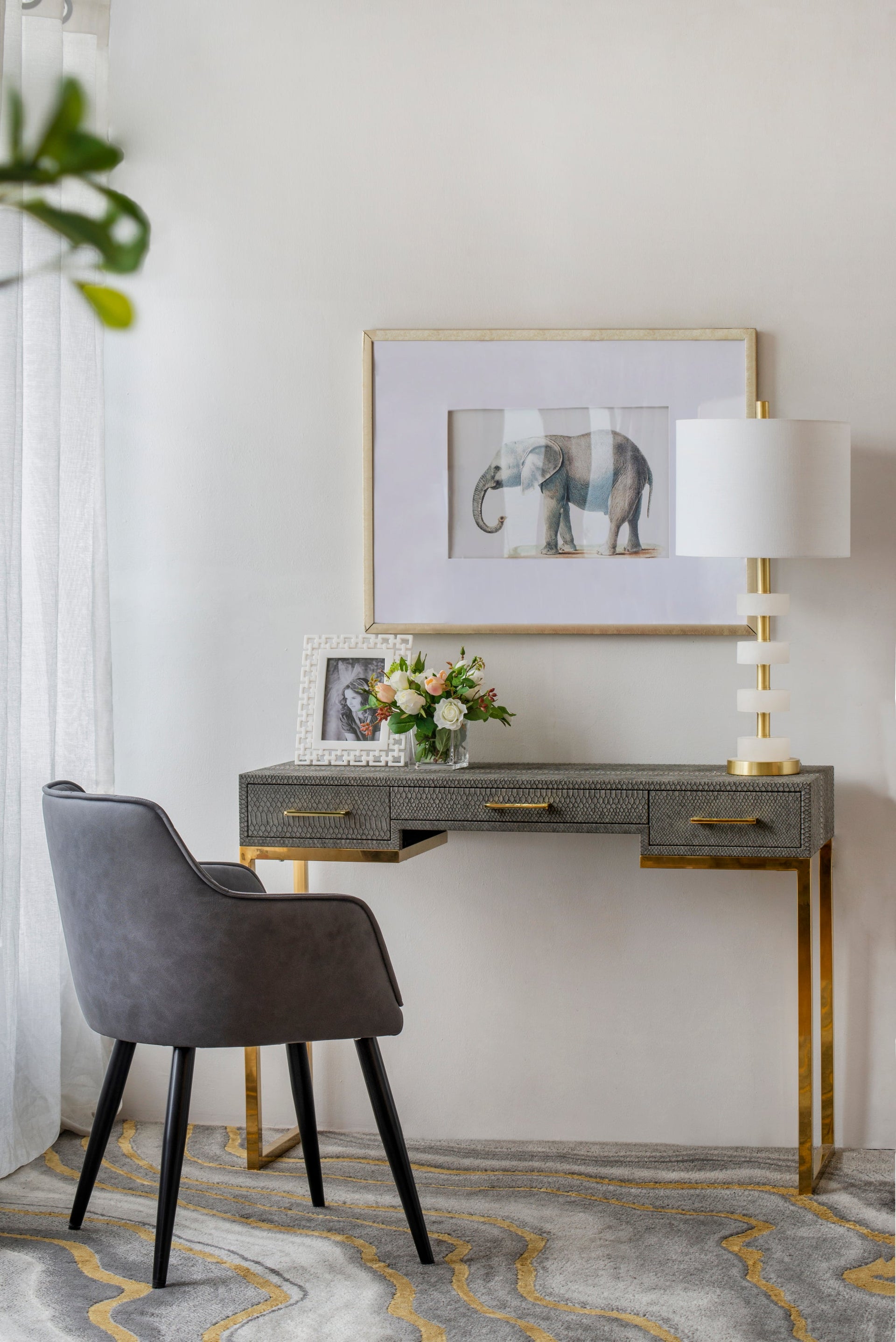 13x13x26' Marble Table Lamp