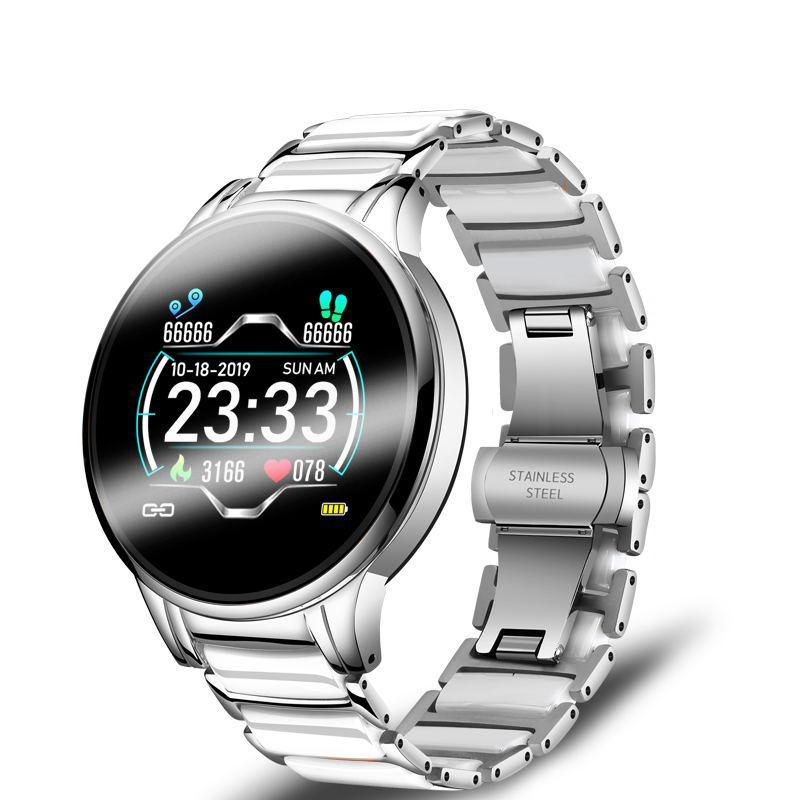 New Ceramic Smart Sport Fitness Watch For Women With Heart Rate Blood Pressure Monitor For Android and IOS Sistems Sport Multifunctional Steel Belt Smartwatch