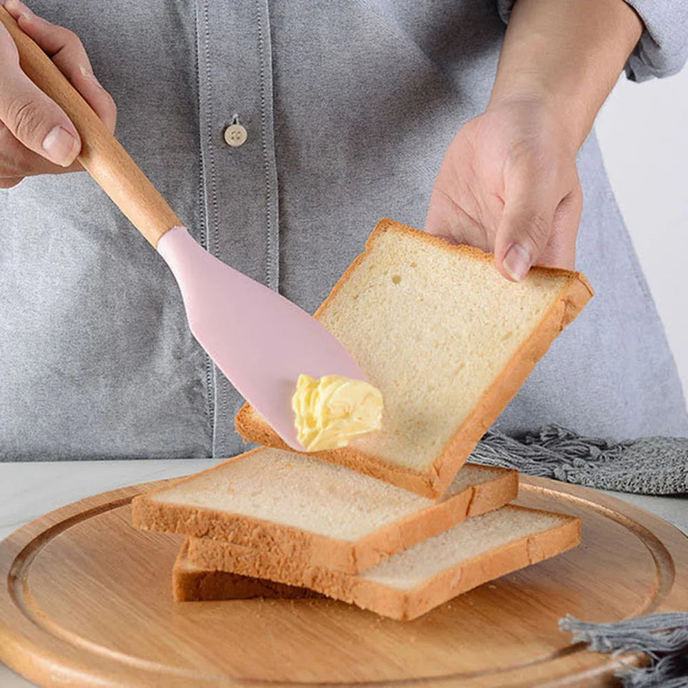 1Pc Psilicone Kitchen Utensils Set Non-Stick Cookware for Kitchen Wooden Handle Spatula Egg Beaters Kitchenware Accessories