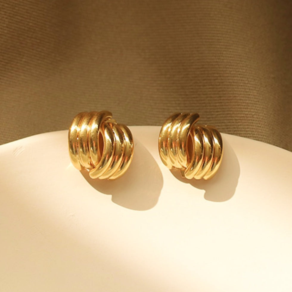 Gold Line Stud Earrings