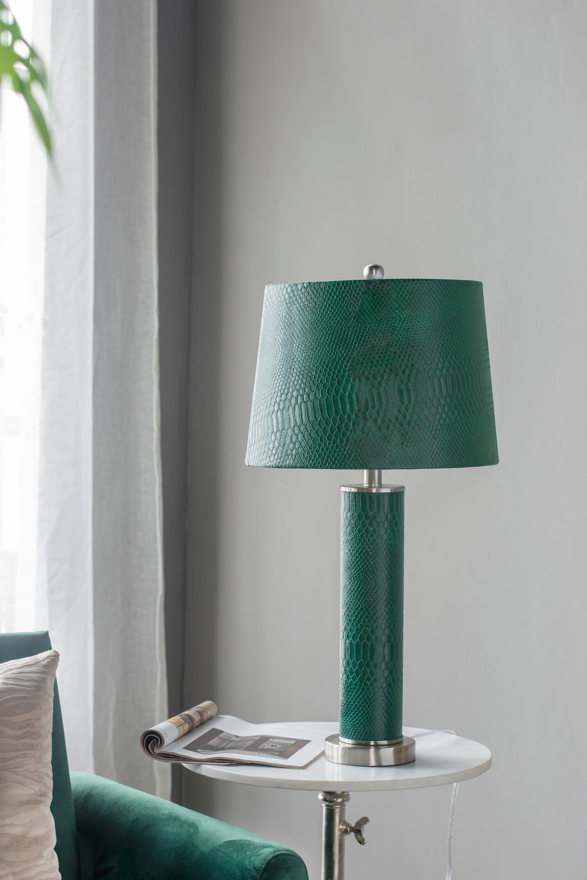 14x14x27' Leather Table Lamp
