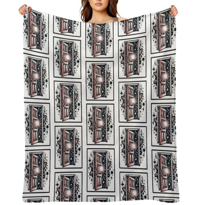 Planetary Cosmic Space Doorway Flash Tattoo Art Design Versatility Throw Blanket