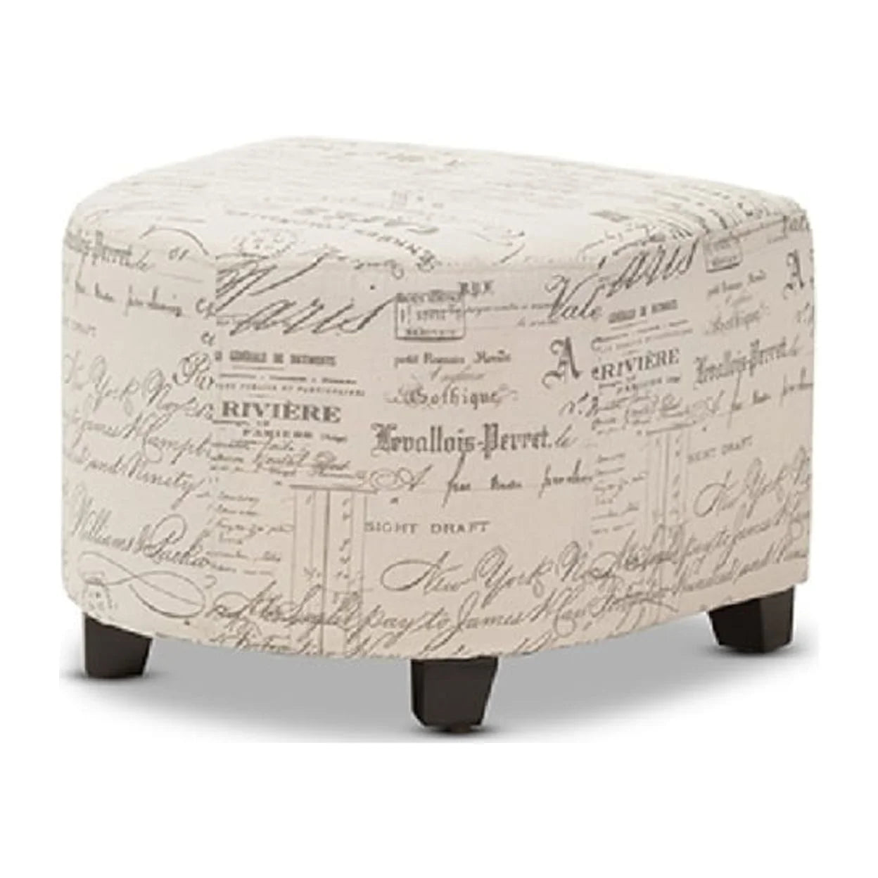 Benson French Script Patterned Fabric Club Chair and Ottoman Set