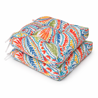 Outdoor Chair Cushions Set of 2 - 19 x 19 x 4 Inch Tufted Seat Cushions