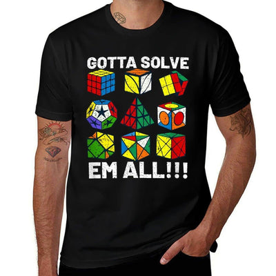 Competitive Puzzle Cube Gotta Solve Em All Speed Cubing Cotton T-Shirt
