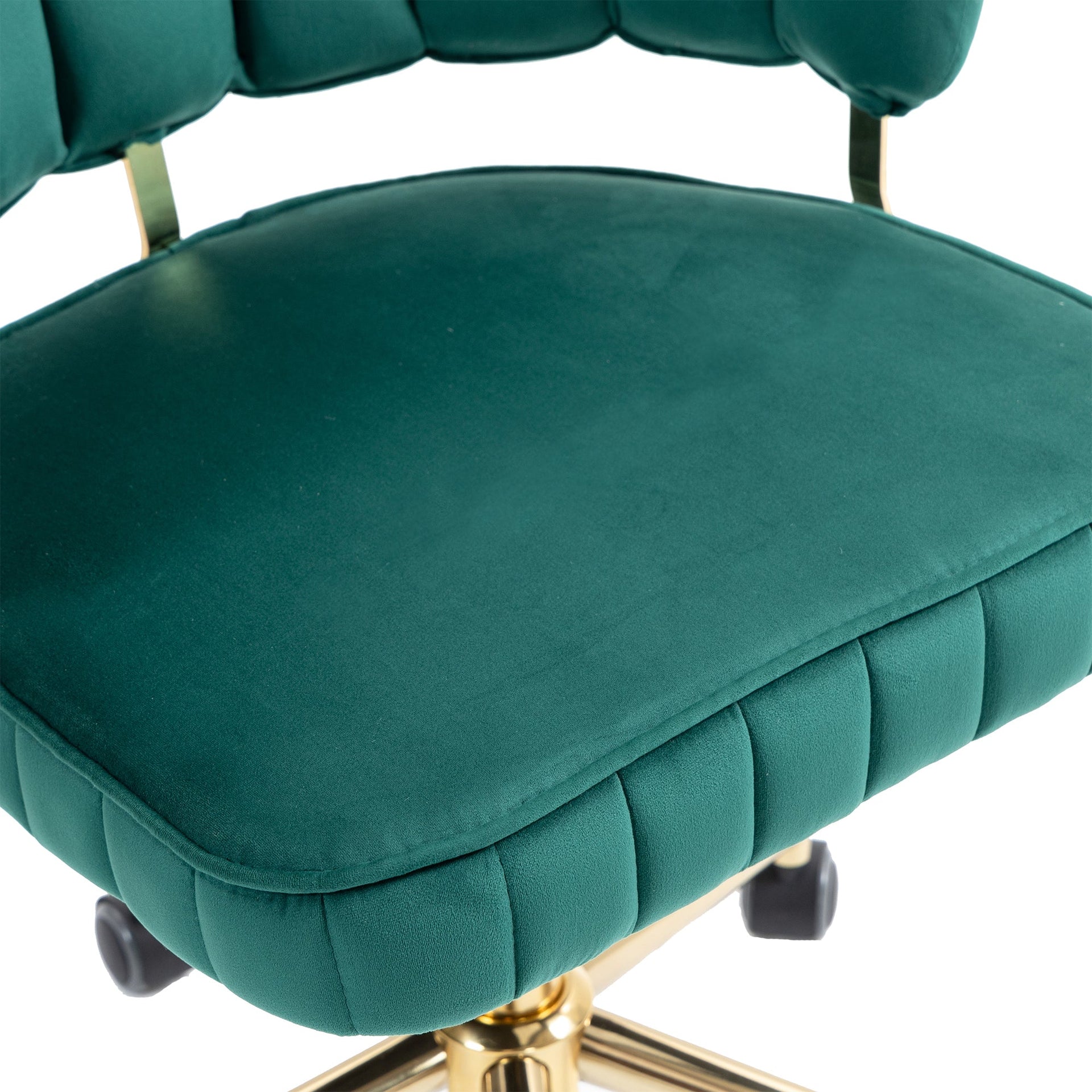 Velvet Home Office Desk Chair, Modern Cute Computer Chair, Wheels Swivel Height Adjustable Swivel Task Chair for Home Office (Emerald Velvet)