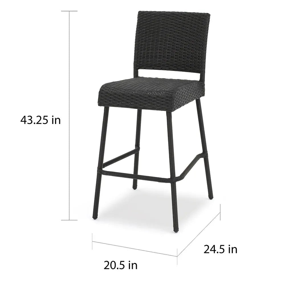 29' Outdoors PE Rattan Armless Barstools, Set of 2, Dark Brown