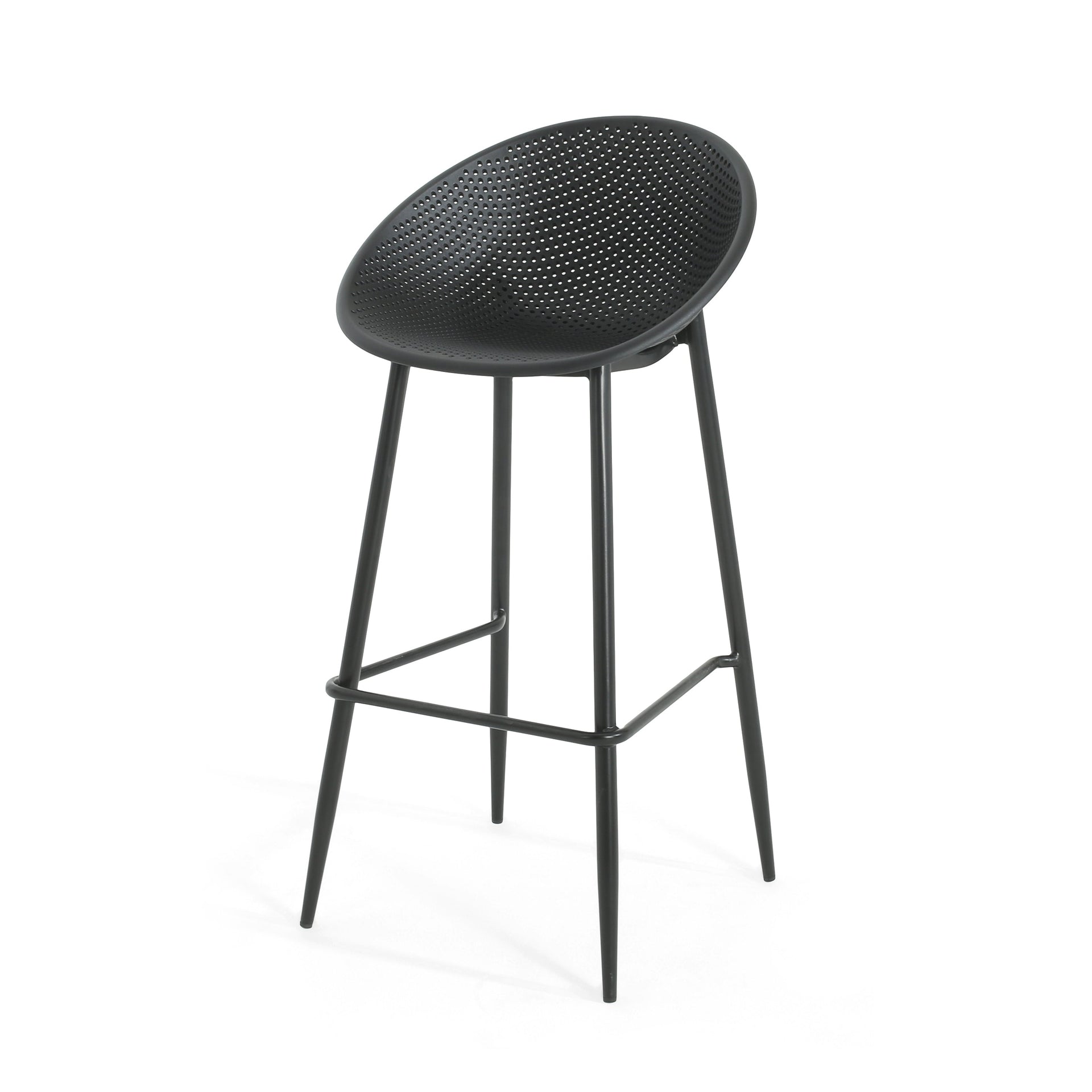 Modern Outdoor Gable Barstool Set of 2 with Weather-Resistant Design in Black Iron and Plastic