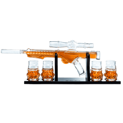 Blaster Force Gun Whiskey & Wine Decanter Set Glasses - Energized Particle Weaponry Elegant Decanter 24