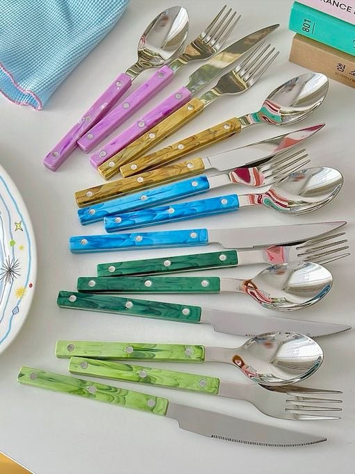 10-Pcs Sleek Modern Flatware Set, Bistrot Stylish Cutlery Silverware