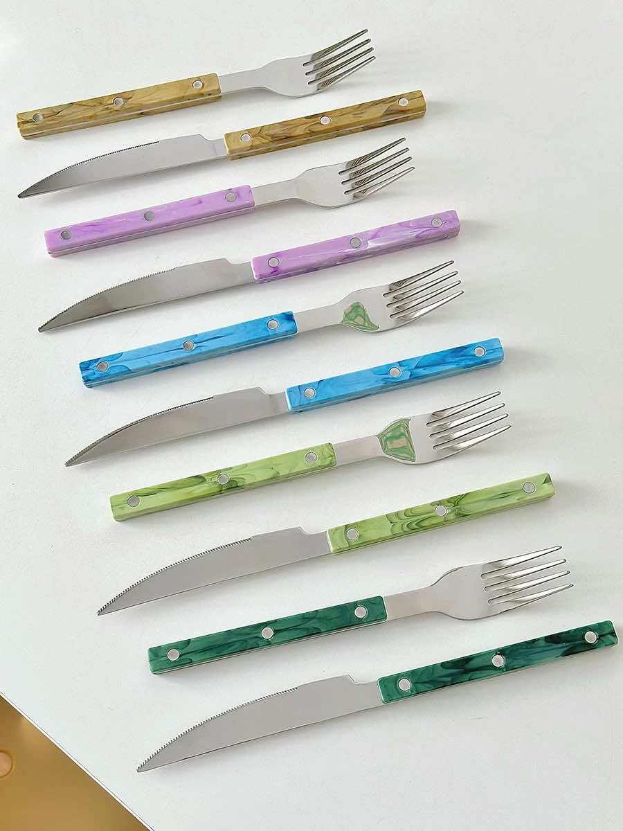 10-Pcs Sleek Modern Flatware Set, Bistrot Stylish Cutlery Silverware