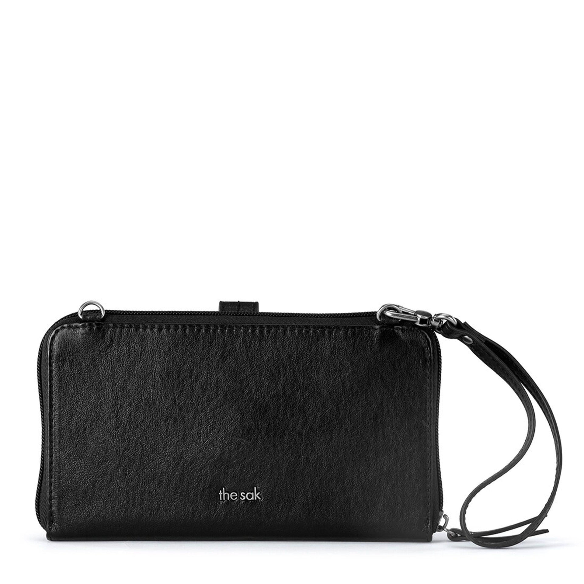 Iris Smartphone Wallet - Leather - Black Leaf Embossed