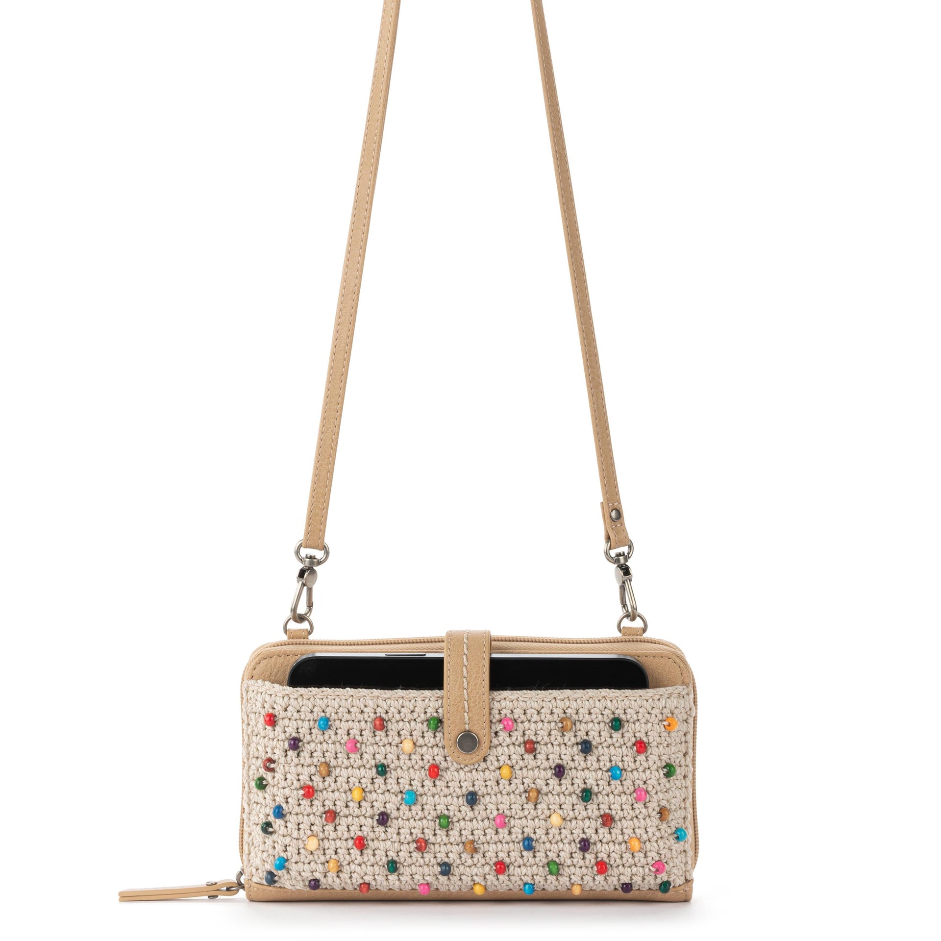 Iris Smartphone Wallet - Hand Crochet - Ecru Multi Beads