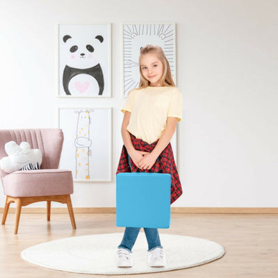 6 Pieces 15 Inches Square Toddler Floor Cushions Flexible Soft Foam Seating with Handles-Blue