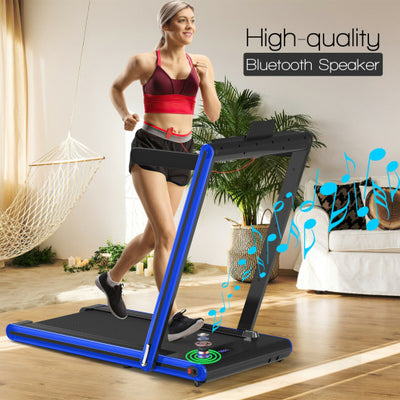 2-in-1 Folding Treadmill with Dual LED Display-Navy