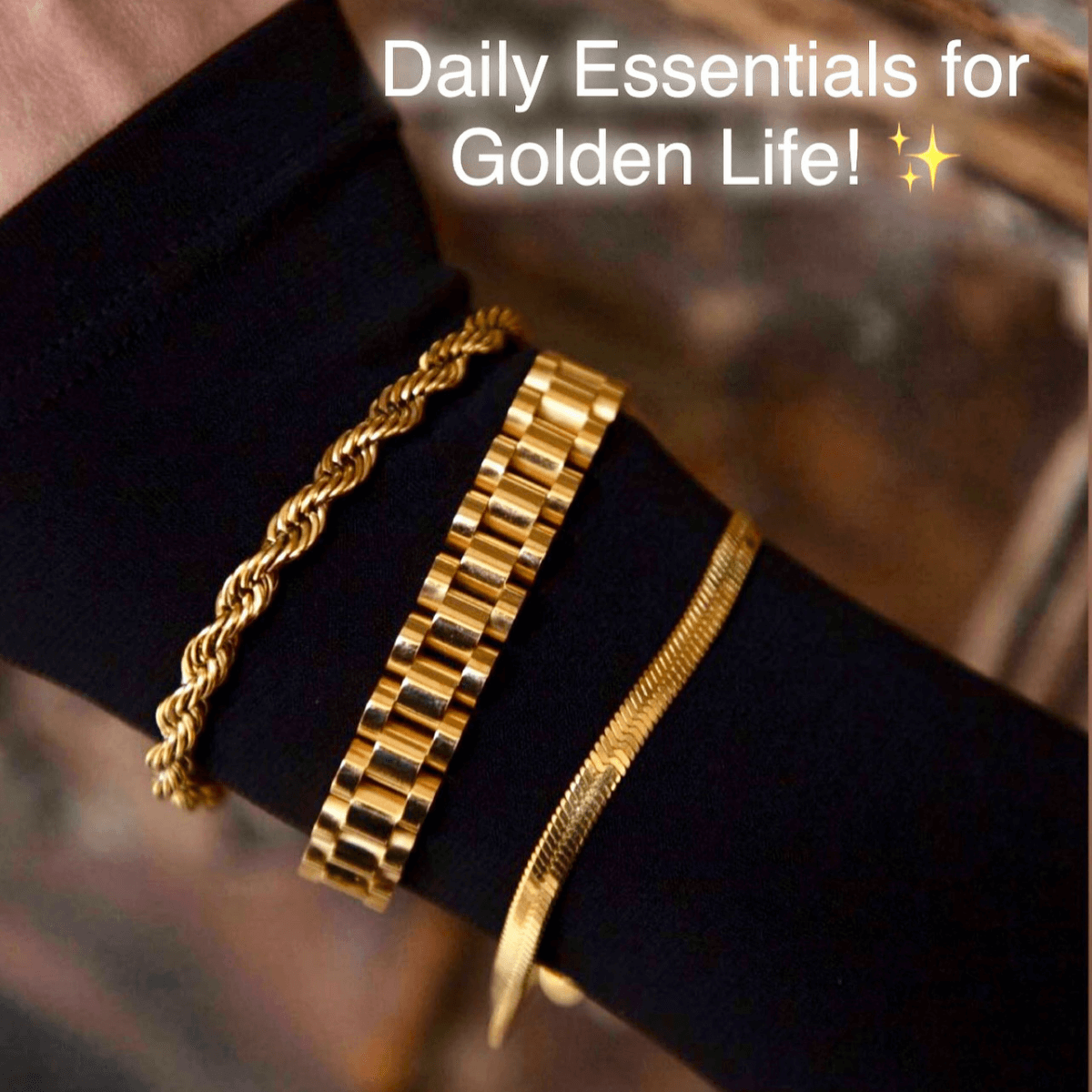 Gold Herringbone Snake Chain Bracelet