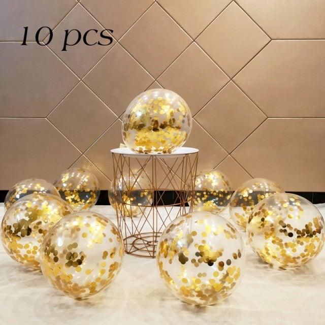10/20 Star Metallic Confetti Latex Transparent 12inch Balloons For Baby Shower Birthday Party Wedding Decoration