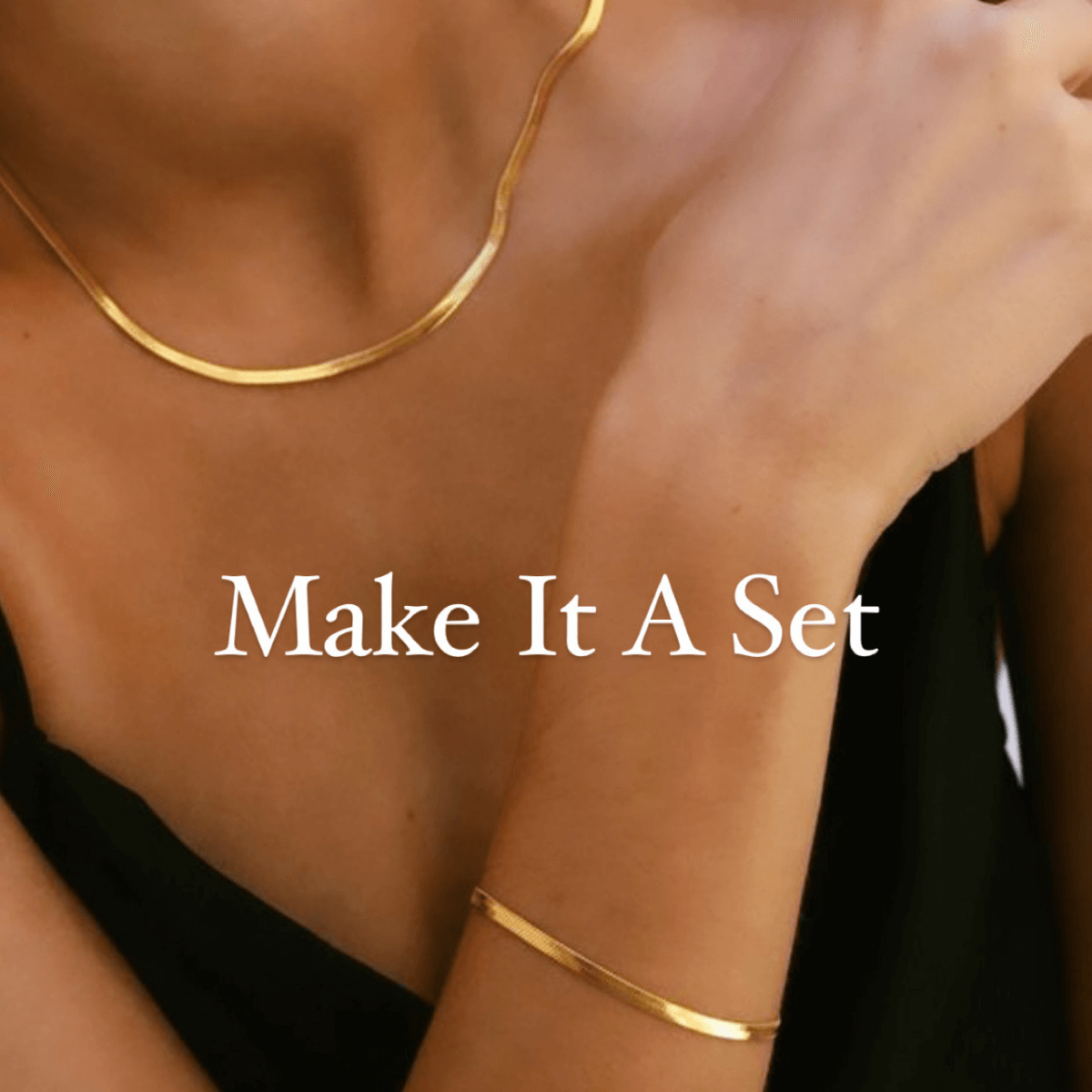 Gold Herringbone Snake Chain Bracelet