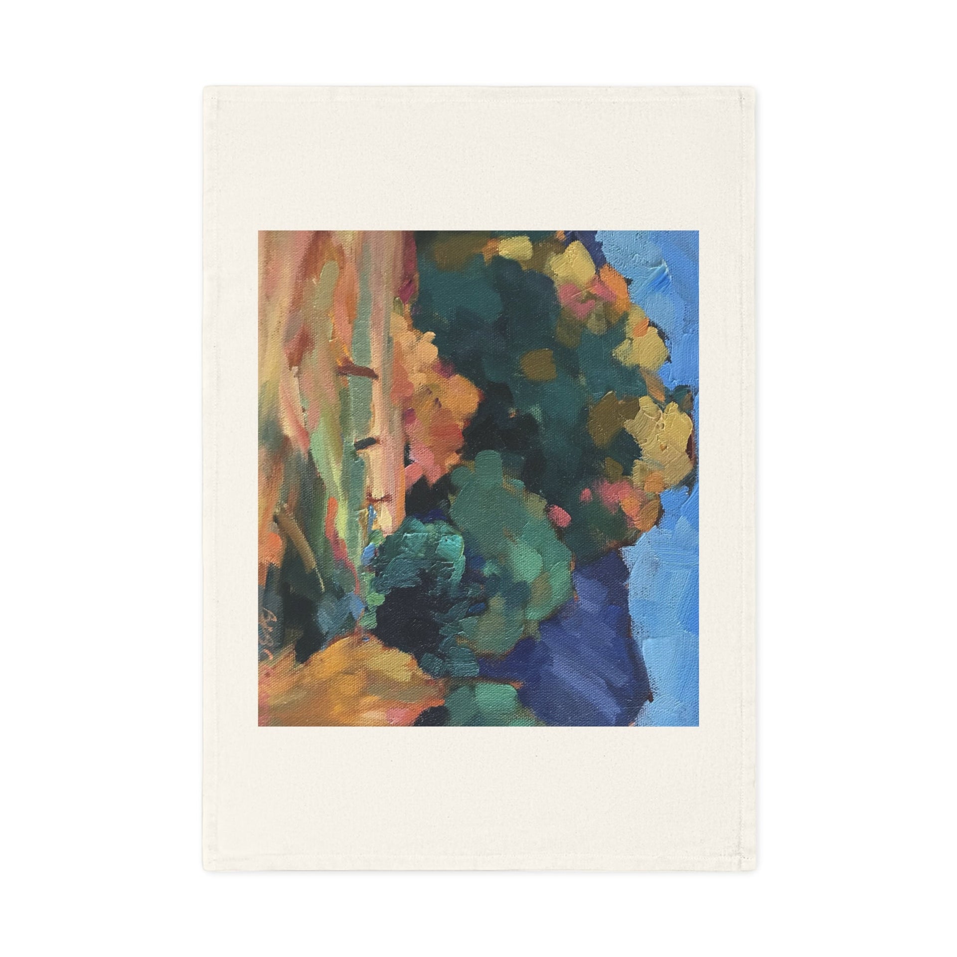 'New Mexico Meadow' Landscape Organic Cotton Tea Towel I Original Artwork by American Artist Barbara Cleary (Fall Collection)
