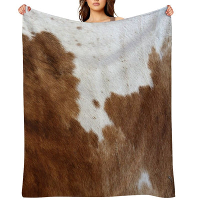 Cow Hide Brown & White All-season Throw Blanket